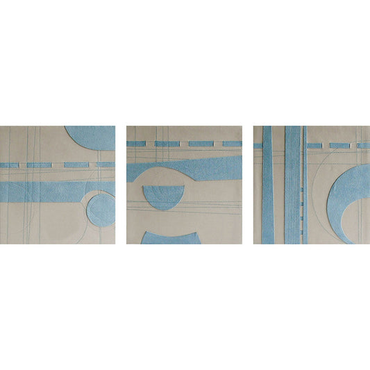 Set Of 3 Blue & Cream Prints - 2Cm Thick