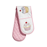 Double oven glove for safe and stylish handling of hot pots and pans in the kitchen.