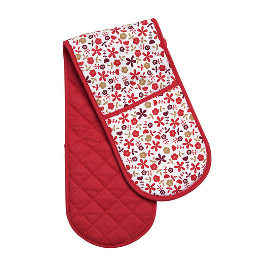 Red Daisy Double Oven Glove