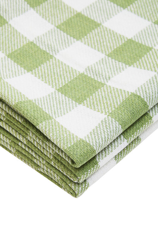 Doro Set Of Three Green And White Tea Towels
