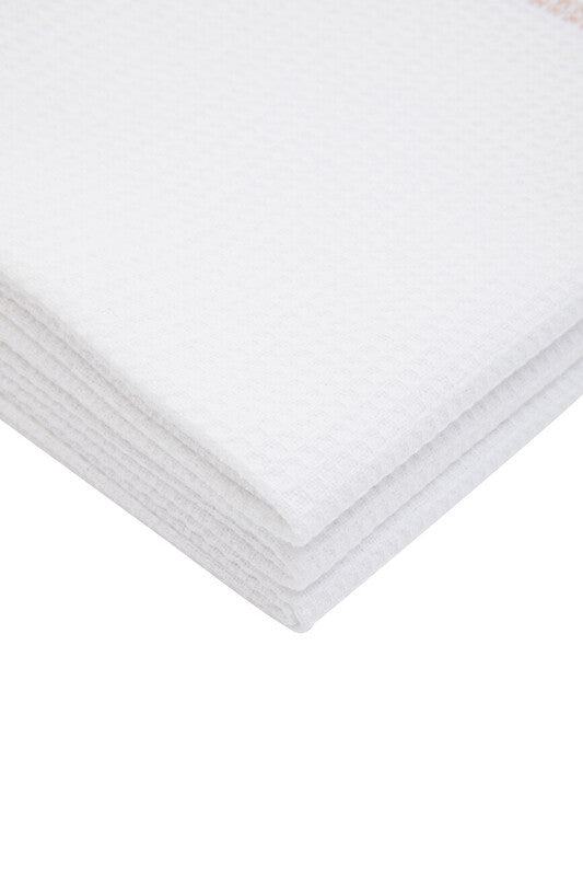 Doro Set Of 3 White And Almond Waffle Tea Towels