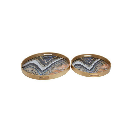 Celina Set Of Two Abstract Trays - Premier Home