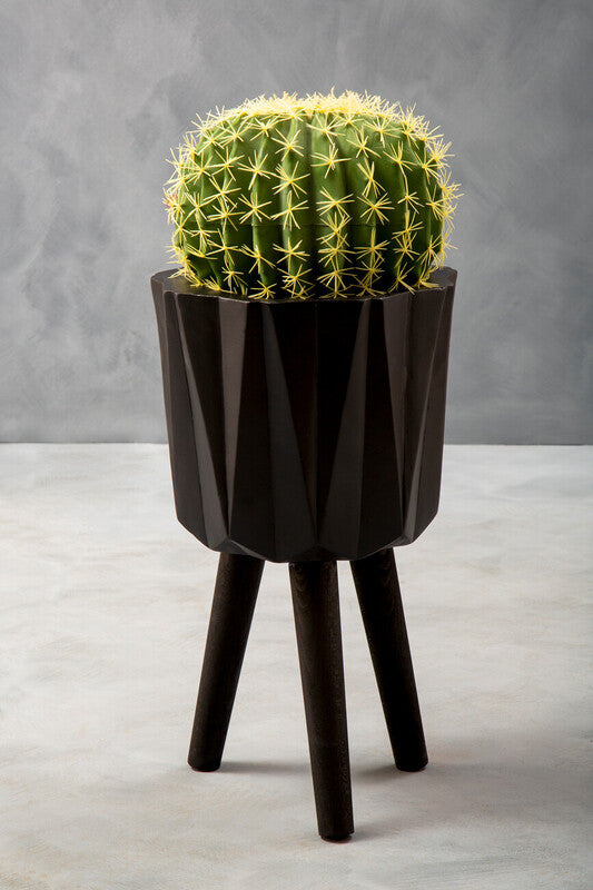 Darnell Small Black Multifaceted Planter