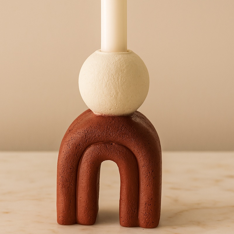 Utica Candle Holder With Red Base