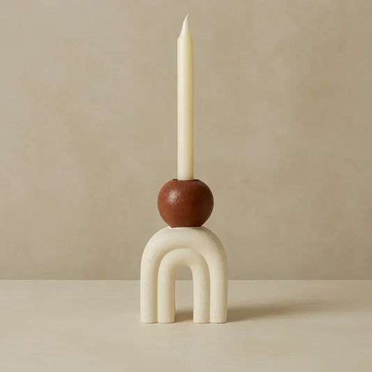 Utica Candle Holder With Cream Base