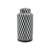 Marlo Large Black and White Geometric Print Ceramic Jar - Premier Home