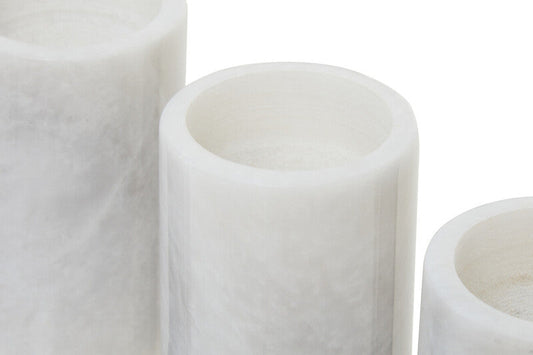 Salmo Set Of Three White Marble Tealight Holders