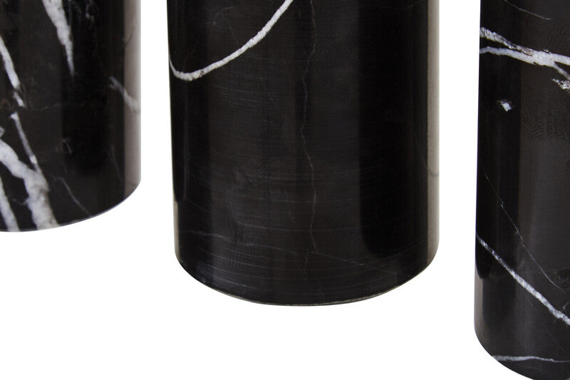 Salmo Set Of Three Black Marble Tealight Holders