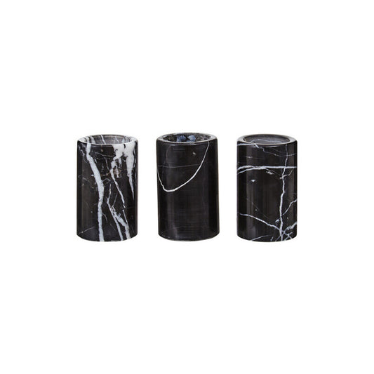Salmo Set Of Three Black Marble Tealight Holders