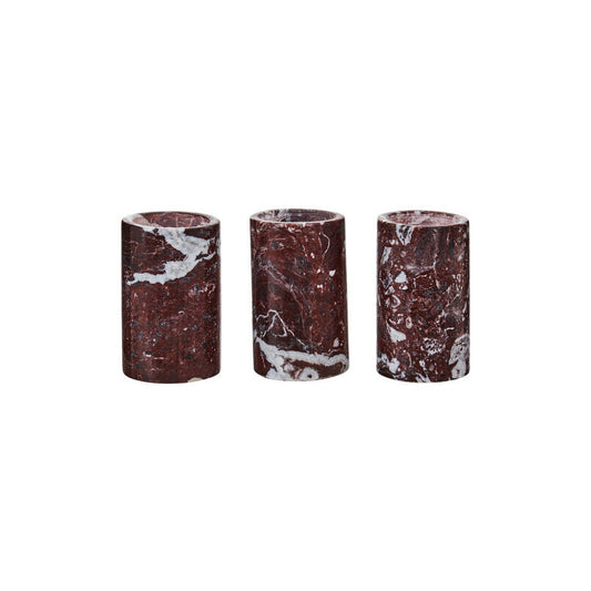 Salmo Set Of Three Red Marble Tealight Holders