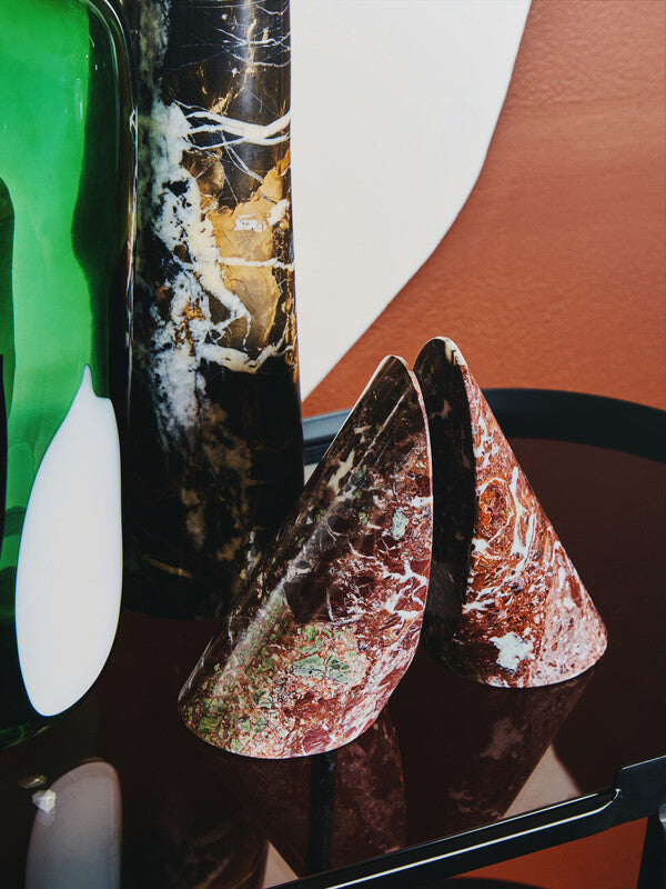 Salmo Set Of Two Red Marble Bookends