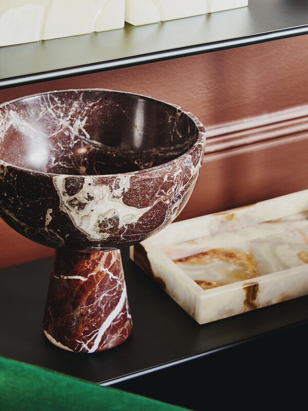 Salmo Large Red Marble Pedestal Bowl