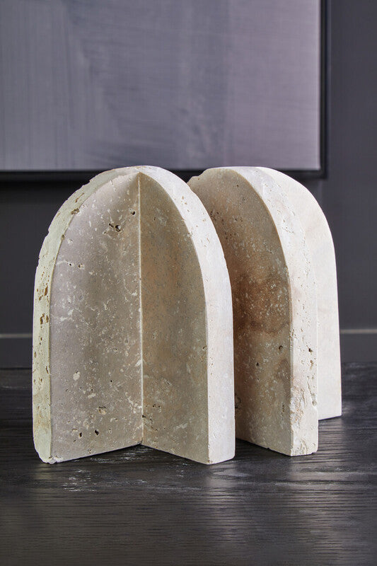 Tibor Travertine Set of 2 Arched Bookends