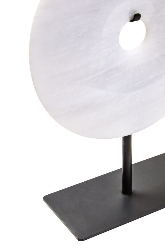 Zoro Small Round Dia 20cm Grey Marble Disc Sculpture