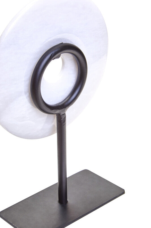 Zoro Extra Small Round Dia 15cm White Marble Disc Sculpture