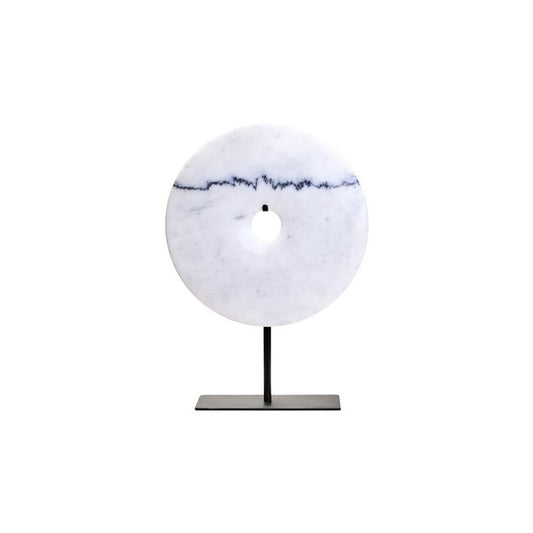 Zoro Medium Round Dia 25cm White Marble Disc Sculpture