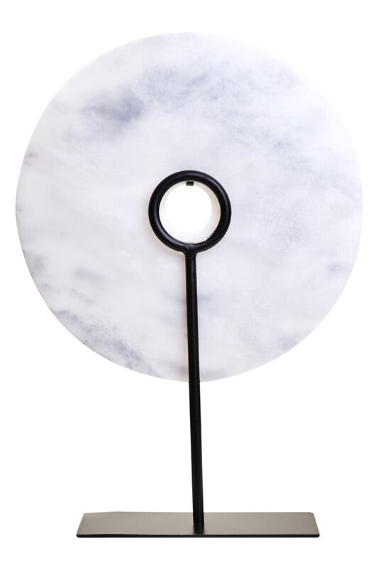 Zoro Large Round Dia 30cm White Marble Disc Sculpture