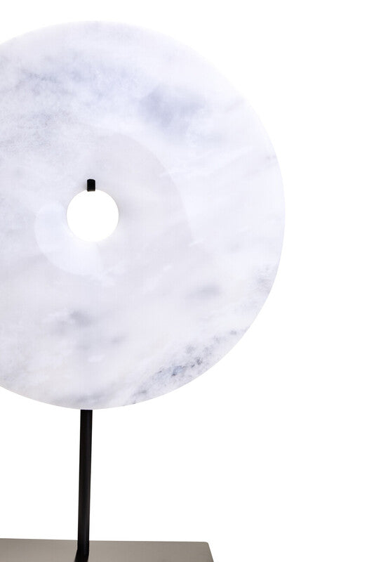 Zoro Large Round Dia 30cm White Marble Disc Sculpture