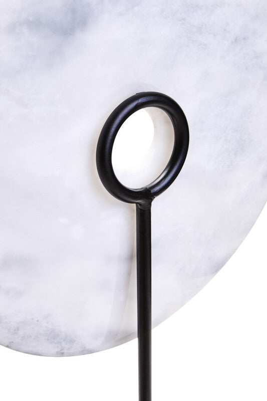 Zoro Large Round Dia 30cm White Marble Disc Sculpture