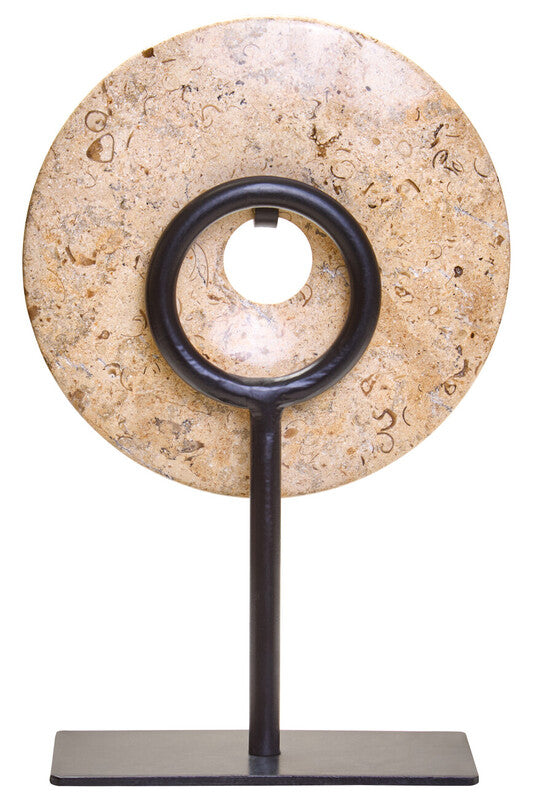 Zoro Small Natural Speckled Marble Round Dia 20cm Disc Sculpture