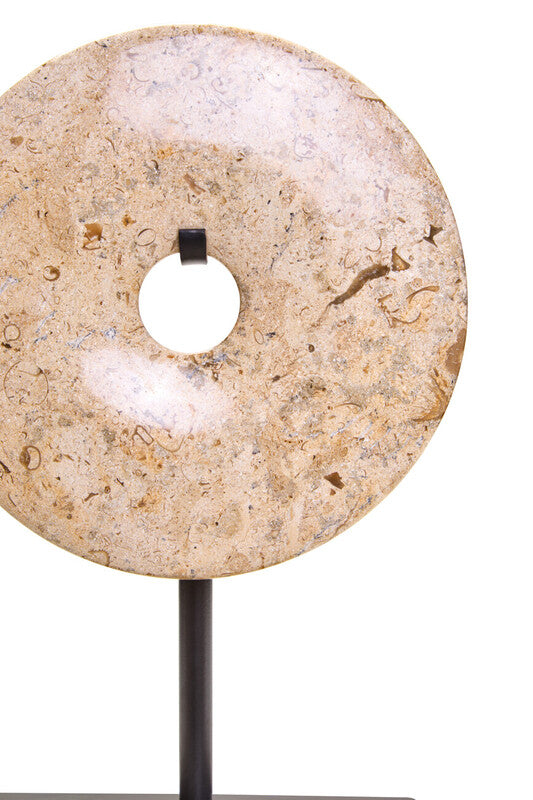 Zoro Small Natural Speckled Marble Round Dia 20cm Disc Sculpture