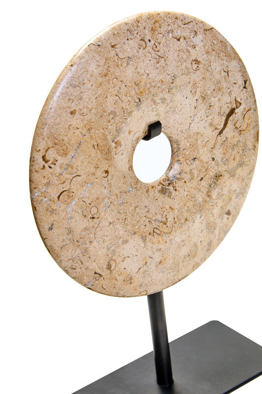 Zoro Small Natural Speckled Marble Round Dia 20cm Disc Sculpture
