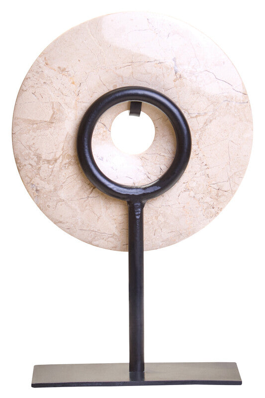 Zoro Extra Small Cream Marble Round Dia 15cm Disc Sculpture
