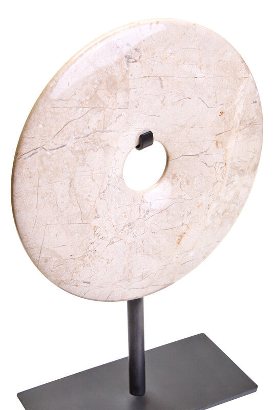 Zoro Extra Small Cream Marble Round Dia 15cm Disc Sculpture