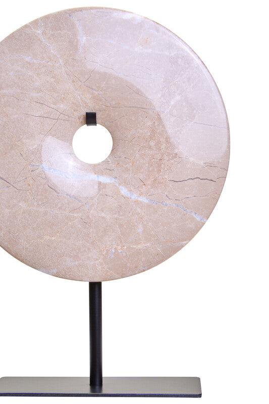 Zoro Small Cream Marble Round Dia 20cm Disc Sculpture