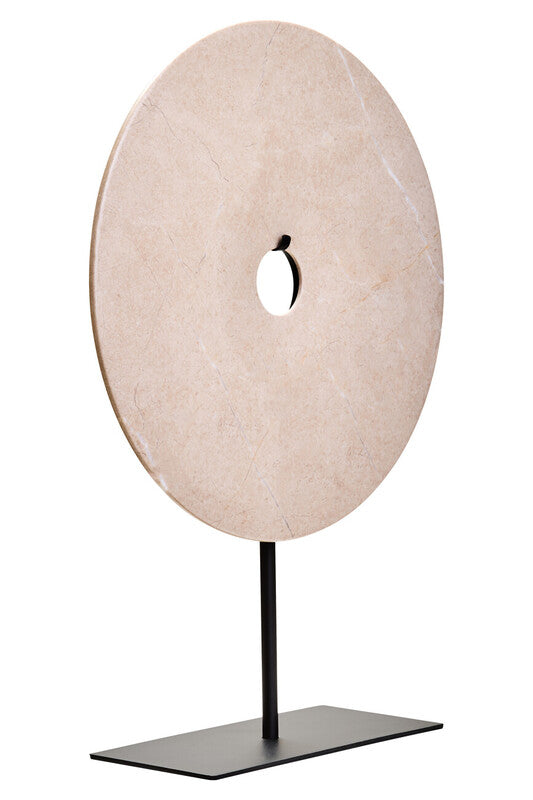 Zoro Large Cream Marble Round Dia 30cm Disc Sculpture