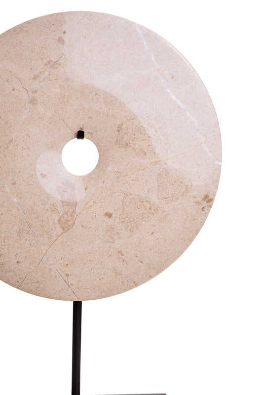 Zoro Large Cream Marble Round Dia 30cm Disc Sculpture
