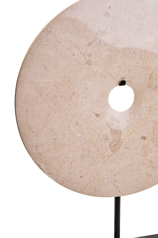Zoro Large Cream Marble Round Dia 30cm Disc Sculpture