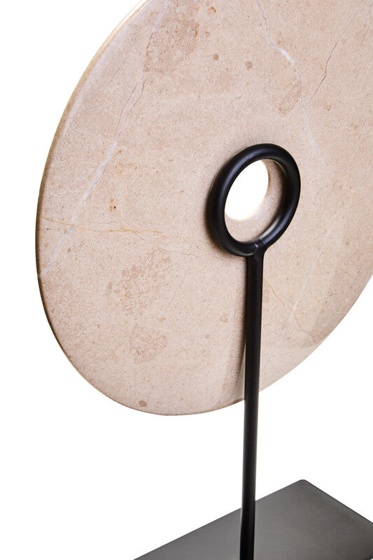 Zoro Large Cream Marble Round Dia 30cm Disc Sculpture