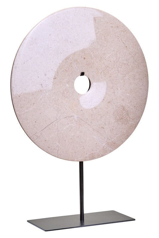 Zoro Extra Large Cream Round Dia 35cm Marble Disc Sculpture