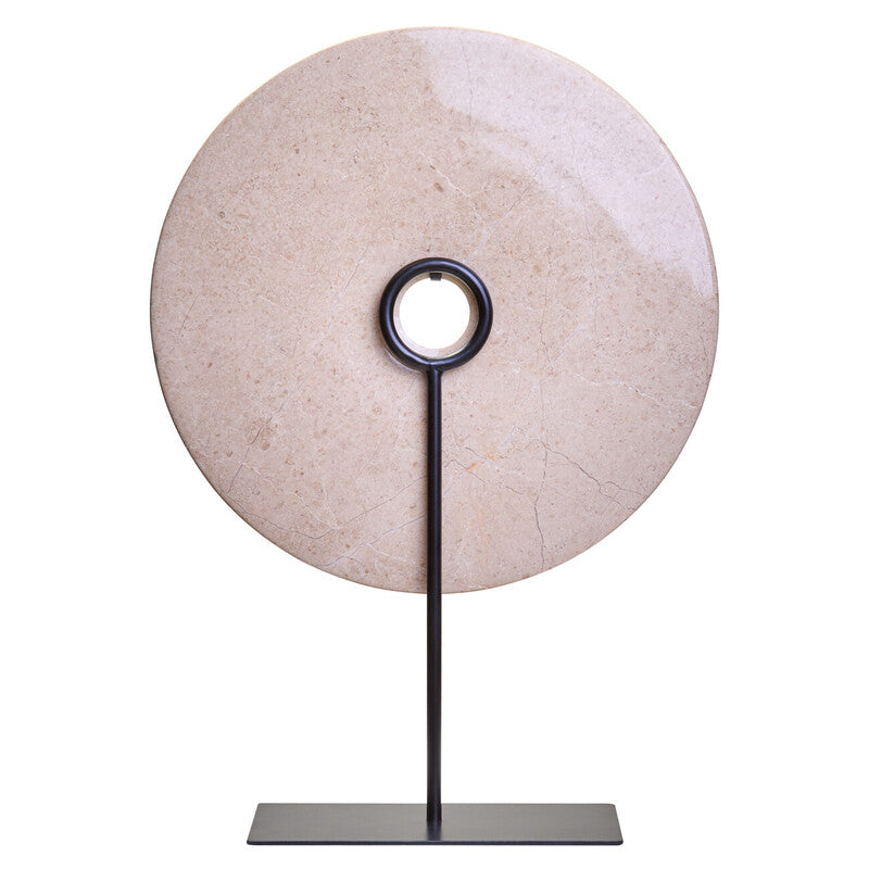 Zoro Extra Large Cream Round Dia 35cm Marble Disc Sculpture