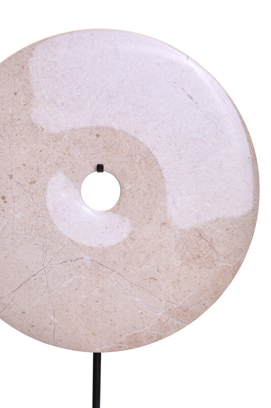 Zoro Extra Large Cream Round Dia 35cm Marble Disc Sculpture