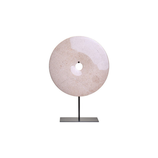 Zoro Extra Large Cream Round Dia 35cm Marble Disc Sculpture