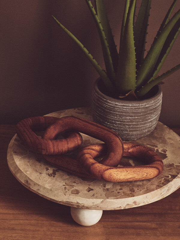 Cato Brown Wood 3 Link Chain Sculpture