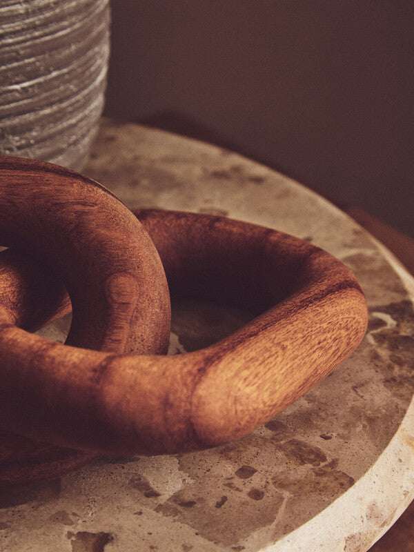 Cato Brown Wood 3 Link Chain Sculpture