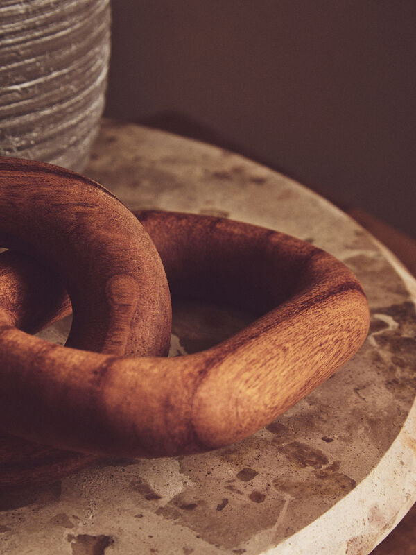 Cato Brown Wood 3 Link Chain Sculpture