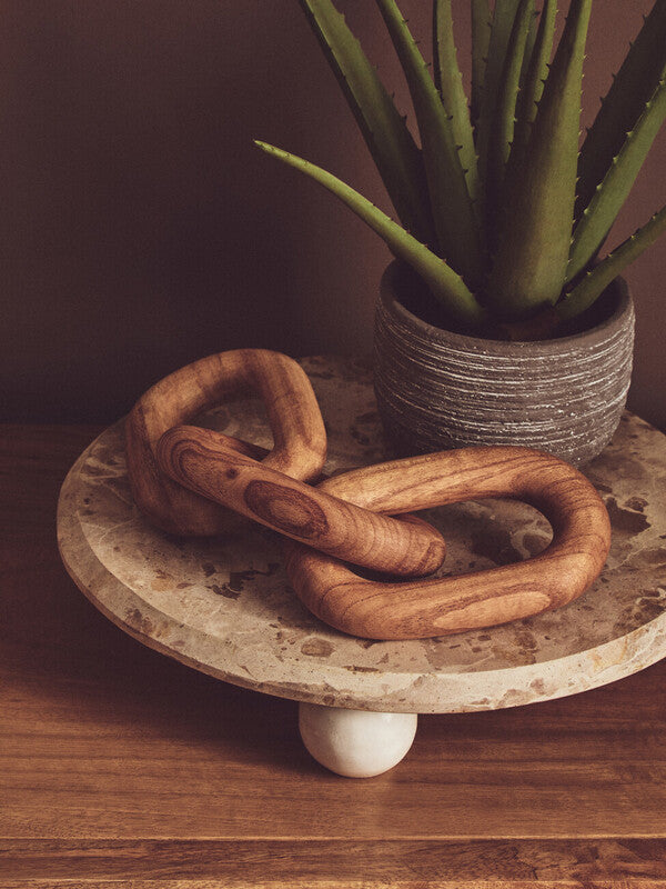 Cato Natural Wood 3 Link Chain Sculpture