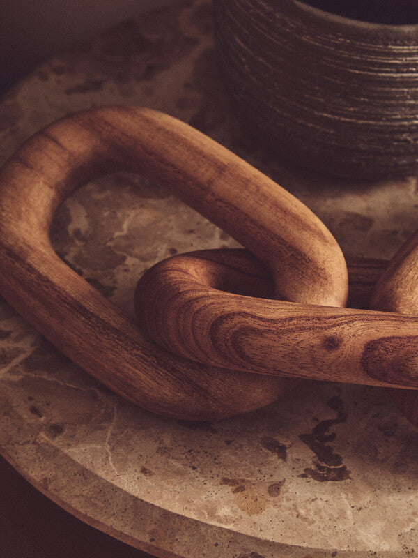 Cato Natural Wood 3 Link Chain Sculpture