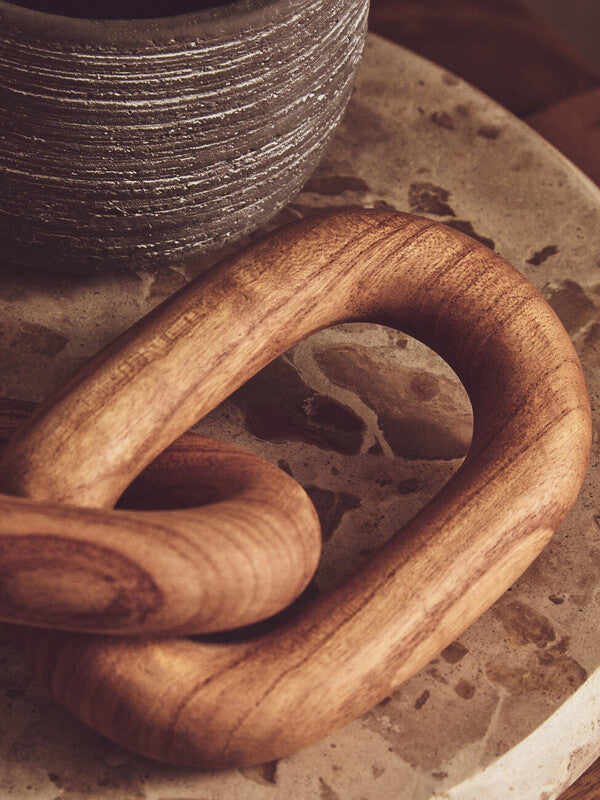 Cato Natural Wood 3 Link Chain Sculpture