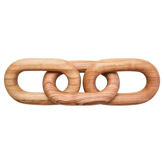 Cato Natural Wood 3 Link Chain Sculpture - Premier Home