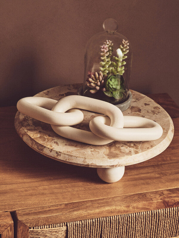 Cato White Wood 3 Link Chain Sculpture