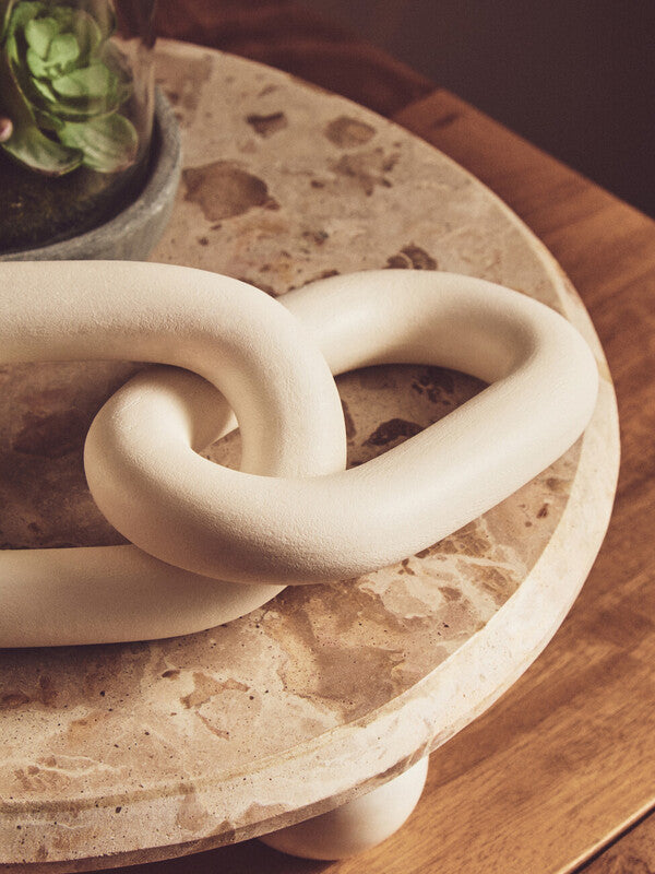 Cato White Wood 3 Link Chain Sculpture