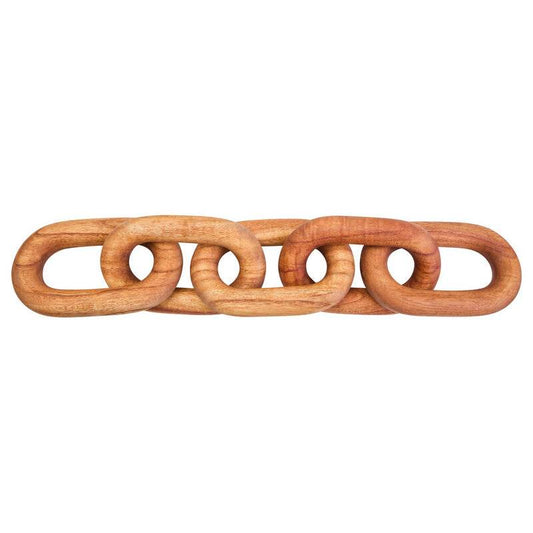 Cato Brown Wood 5 Link Chain Sculpture - Premier Home