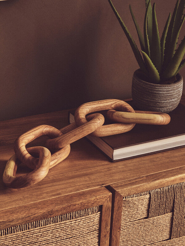 Cato Natural Wood 5 Link Chain Sculpture