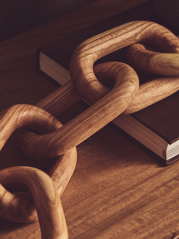 Cato Natural Wood 5 Link Chain Sculpture