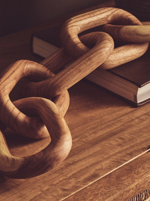 Cato Natural Wood 5 Link Chain Sculpture